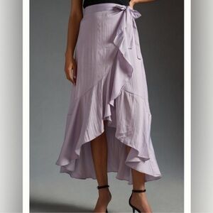 Anthropologie Maeve Lilac Wrap Ruffle Maxi Skirt Size Small